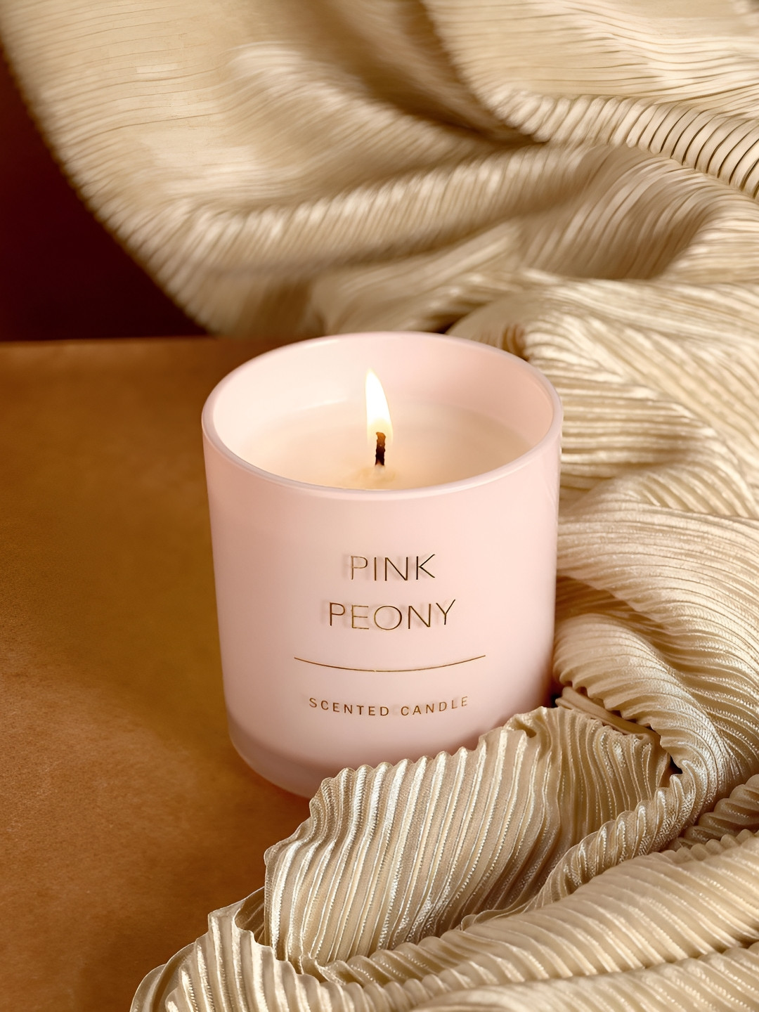 Parkash Candles Premium Soy Wax 1 Wick Pink Peony Solid Geometric Regular Jar Candles