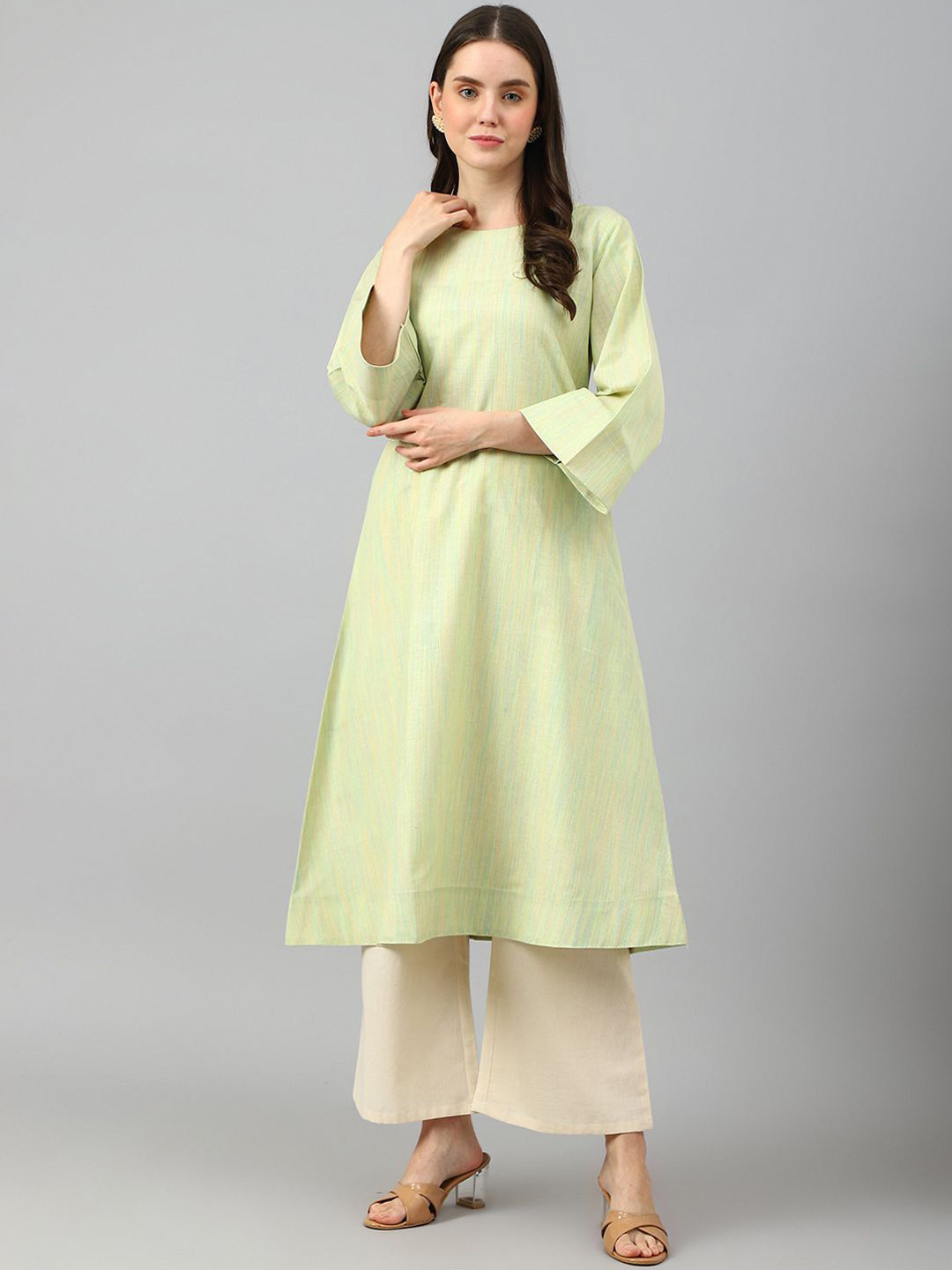 Shaily Striped Woven Design A-Line Kurta