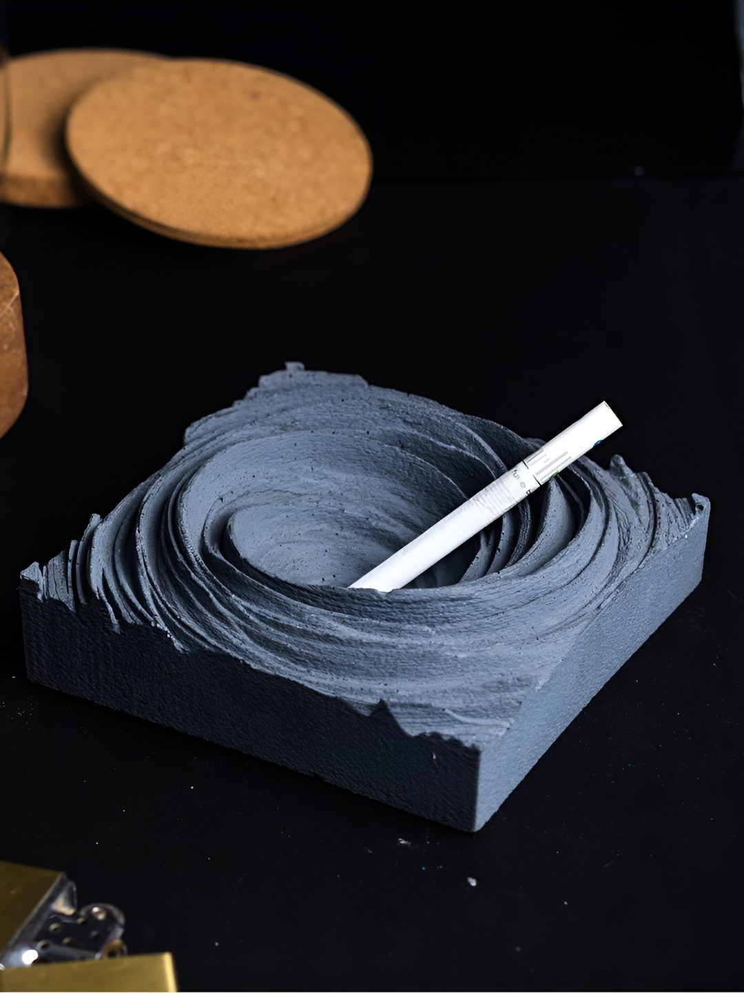 Greyt Grey Stoneware Textured Glass Ash Tray