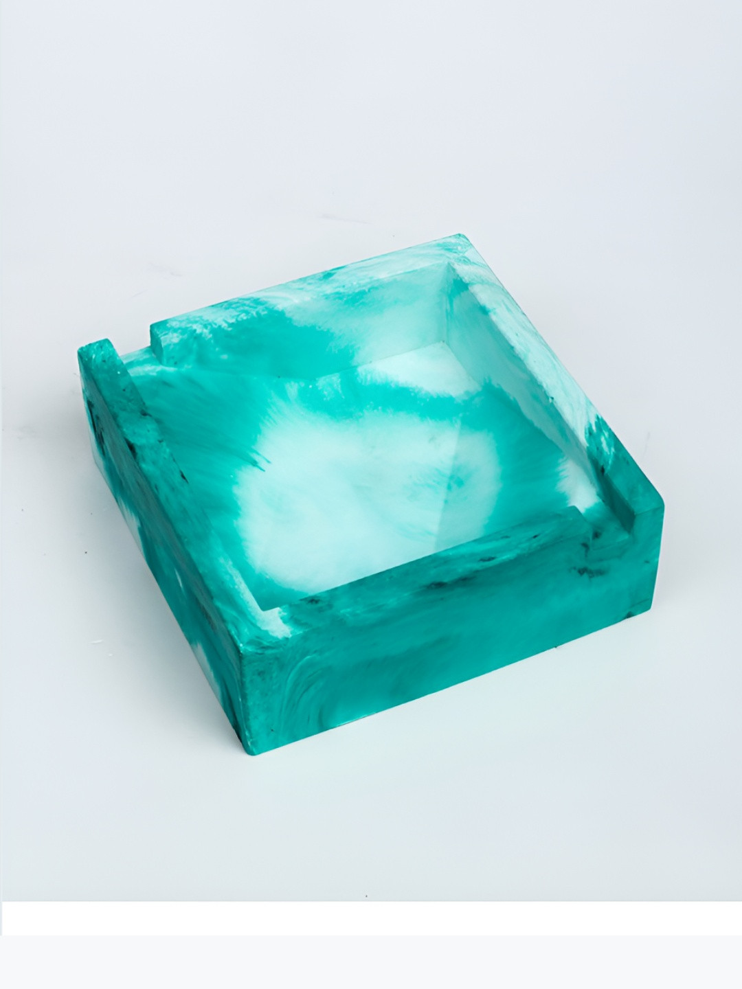 Greyt White & Green Printed Square shape Ash Trays