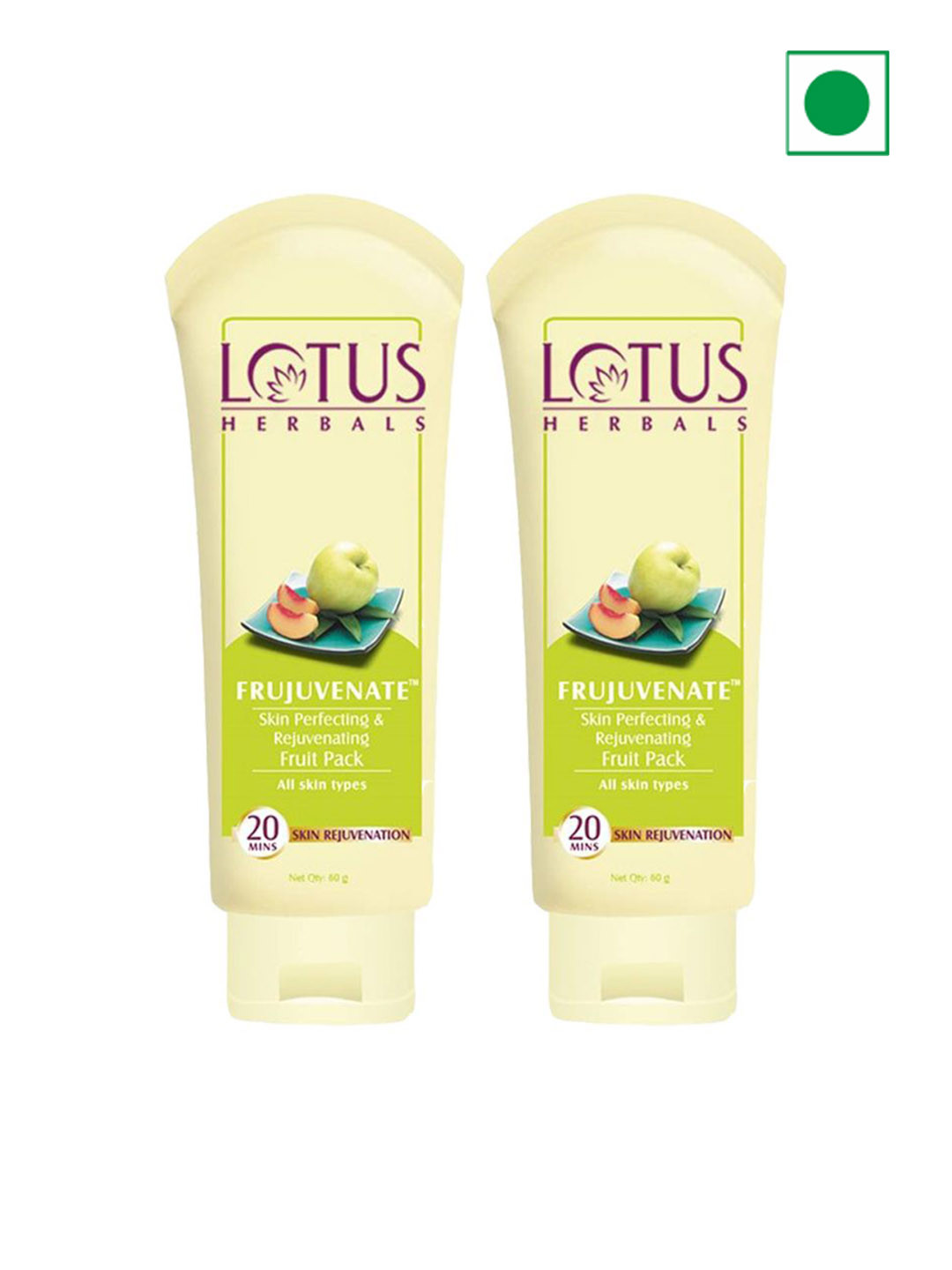 Lotus Herbals Set Of 2 Frujuvenate Skin Perfecting & Rejuvenating Fruit Face Pack-60g Each