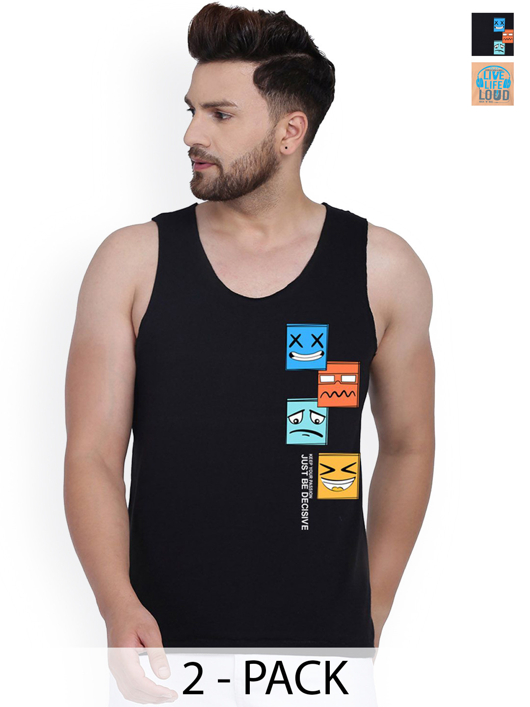 SLOWLORIS Pack Of 2 Printed Gym Vests