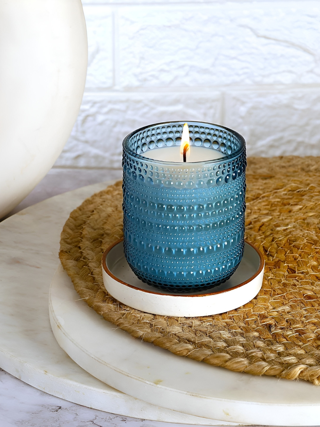 Parkash Candles Premium Paraffin Wax Eucalyptus Kaffir Solid Geometric Regular Jar Candles
