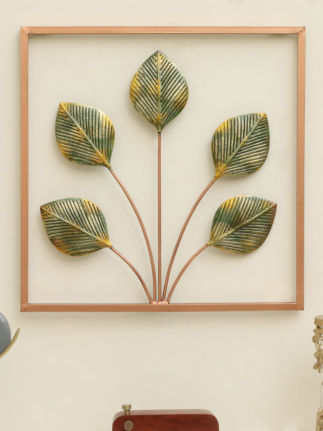 vedas Wall Art, Crete Metal Floral Glossy Hanging Hall Wall Hangings-18.1In