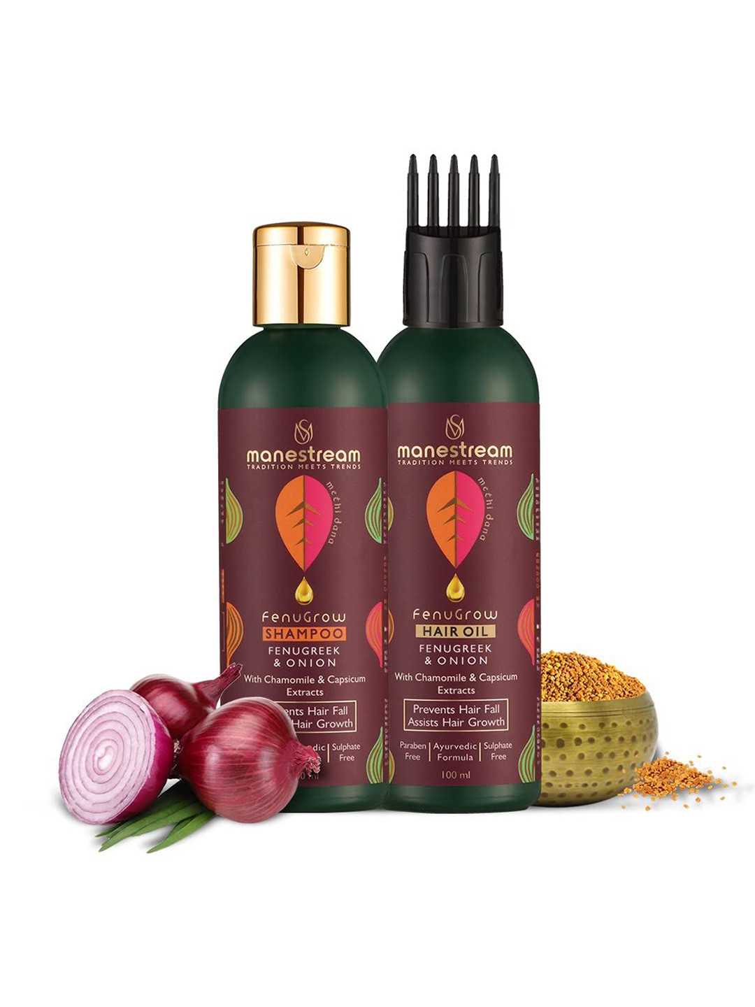 Manestream Unisex Set Of 2 Fenugrow Ayurvedic Hair Oil & Shampoo - 100Ml Each