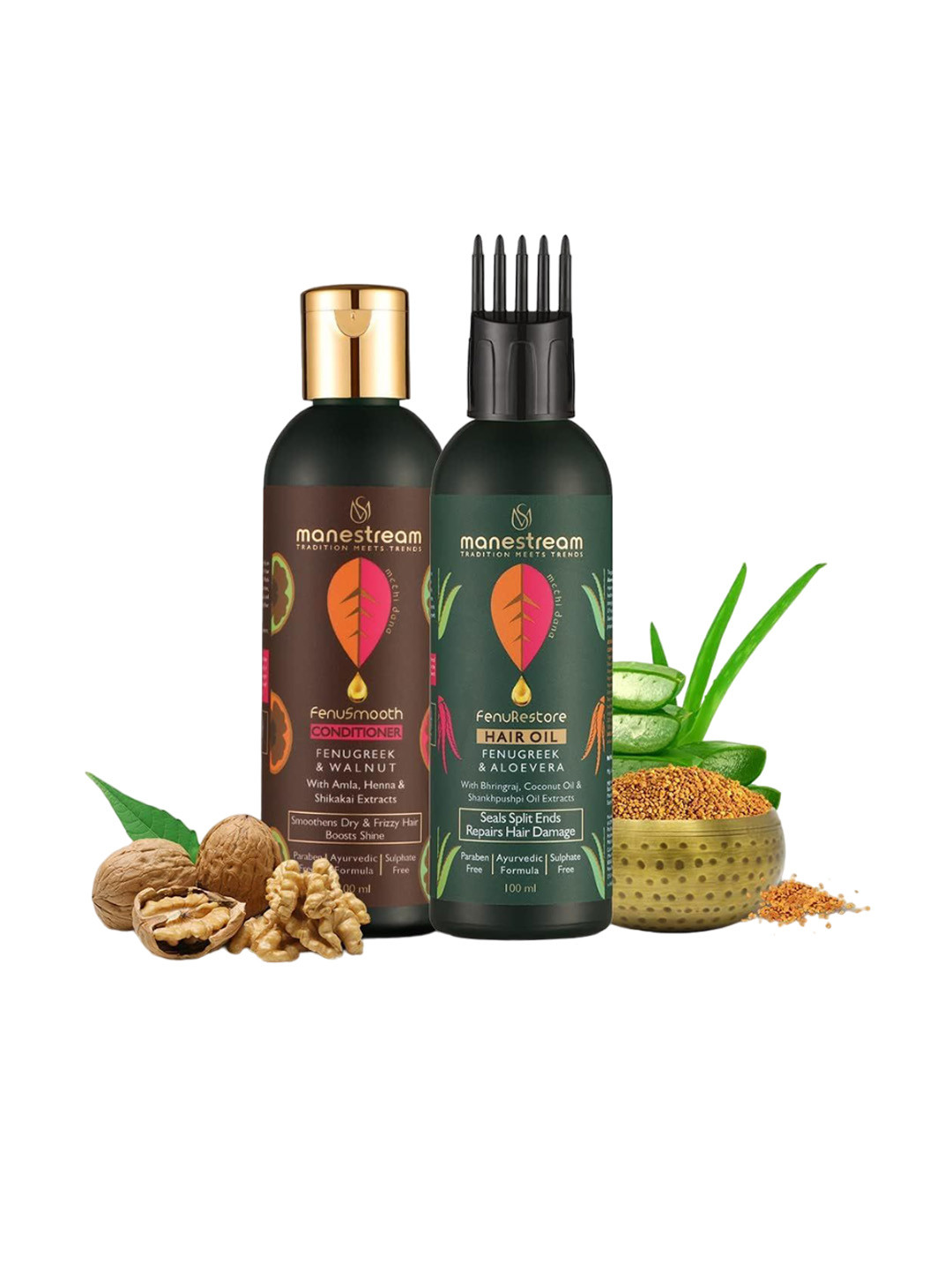 Manestream Set Of 2 Fenurestore Ayurvedic Hair Oil & Fenusmooth Conditioner - 100Ml Each