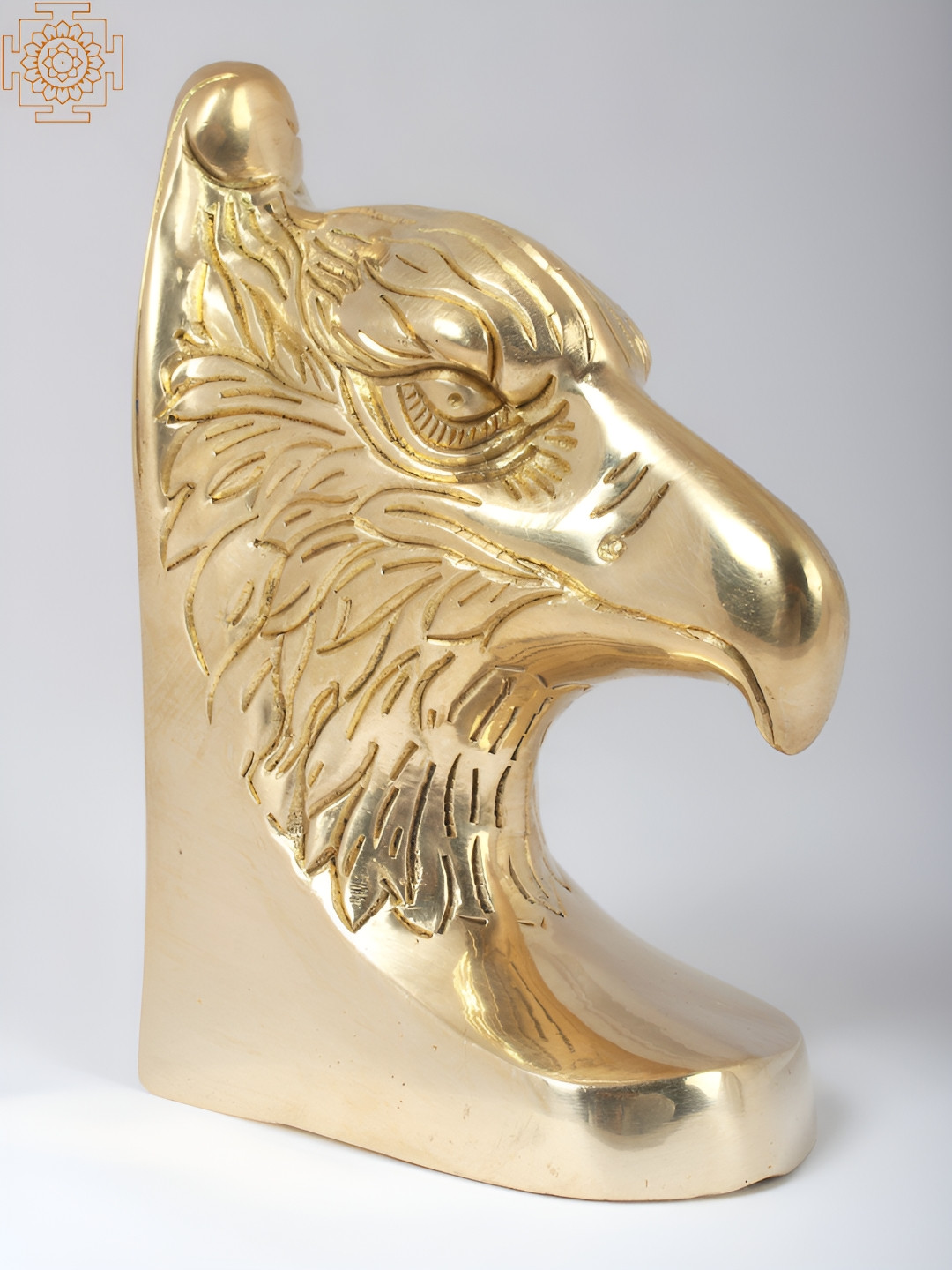 Exotic India Furious Bald Eagle Head Gold Brass Metallic Living Room Small Showpiece - 5.5 Inches