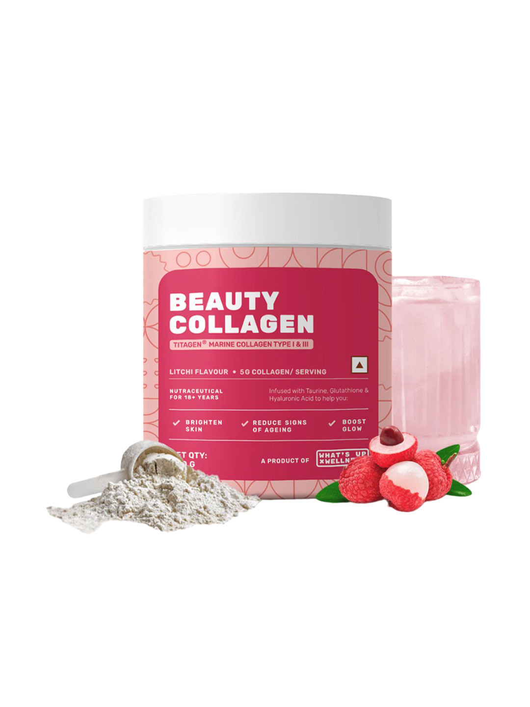 What's Up Wellness Beauty Collagen Powder - 200g - Litchi Flavor