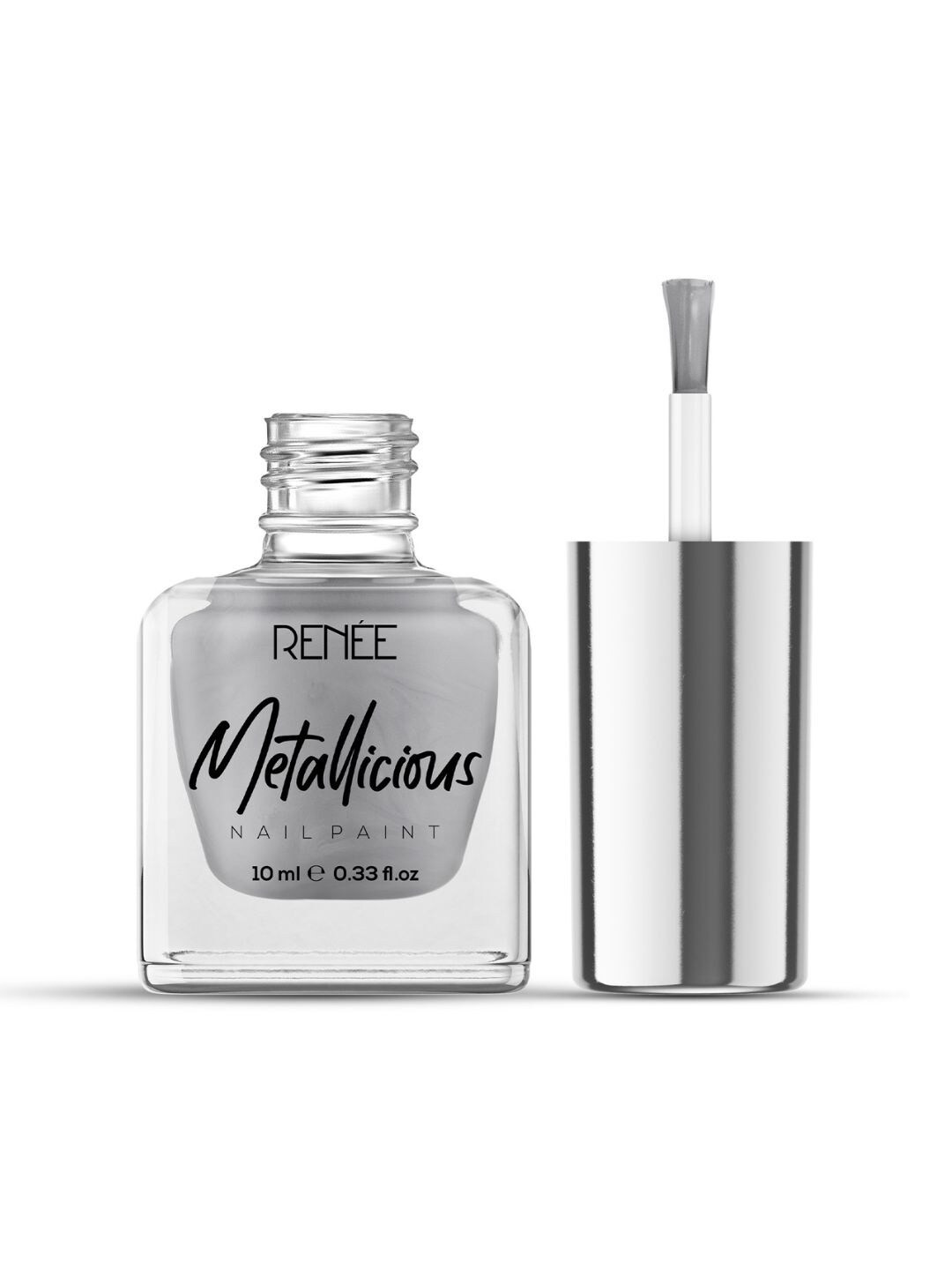 Renee Long-Lasting & Smooth Finish Metallicious Nail Paint 10ml - Pebble Grey