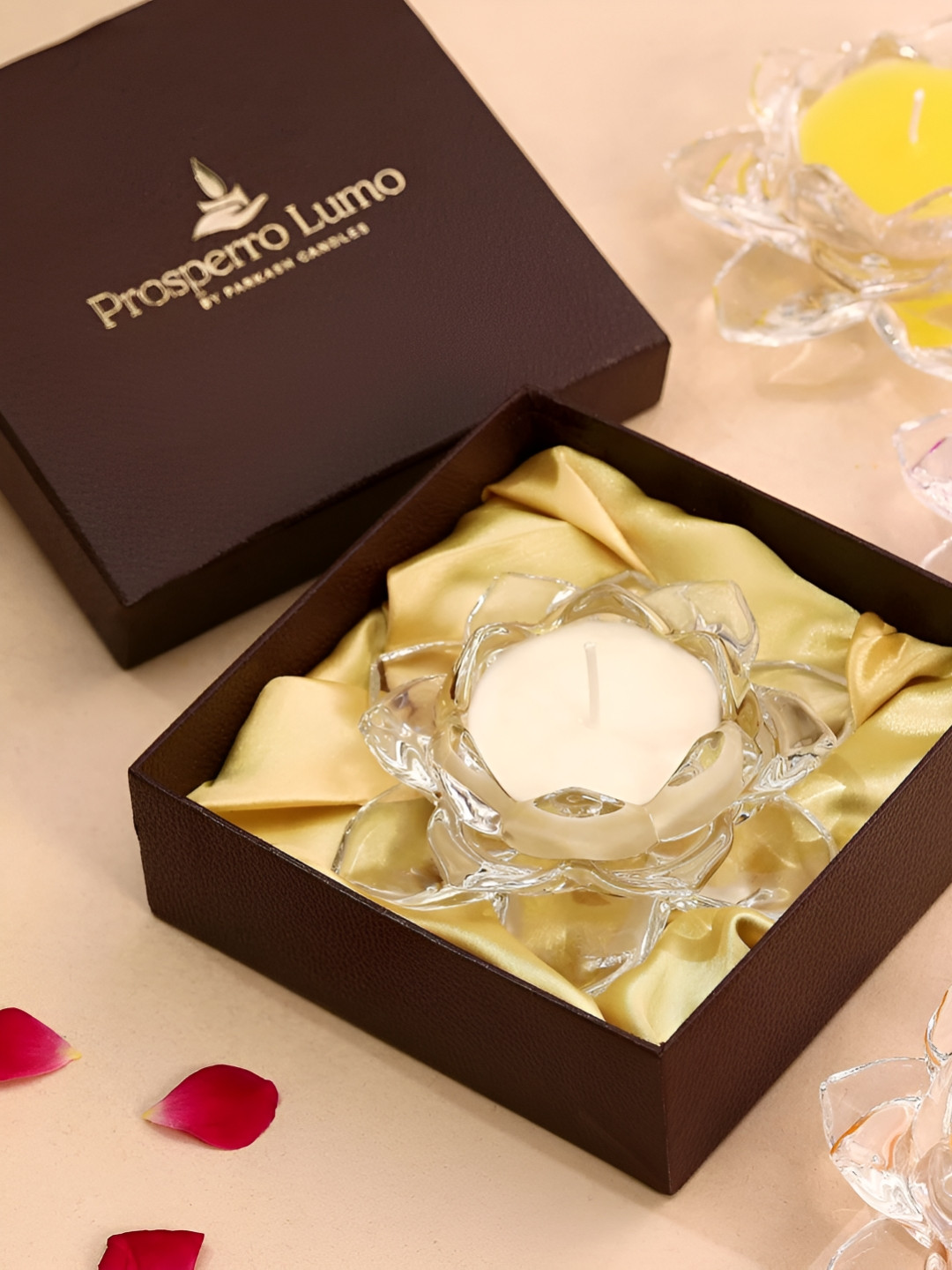 Parkash Candles Premium Luminous Crystal Lotus Scented Solid Tea Light Candles