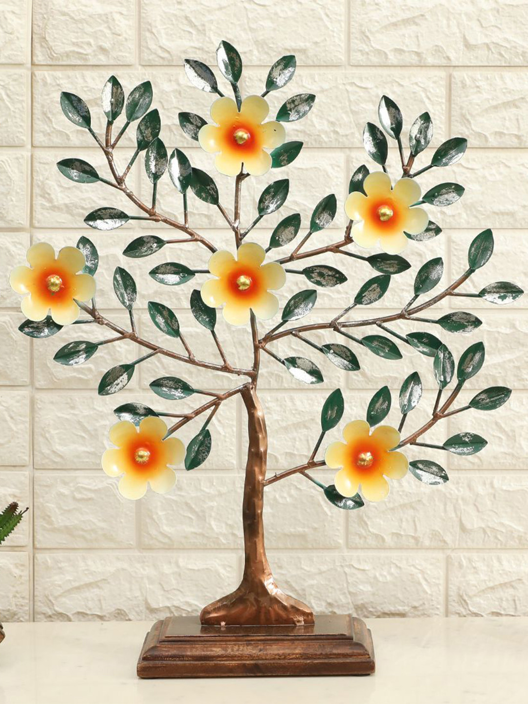 vedas F-Ekani Tree Green Metal Metallic Living Room Large Showpiece - 20.9 Inches