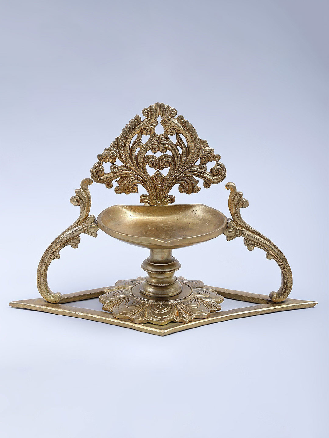Exotic India Bronze Designer Hoysala Art Diya