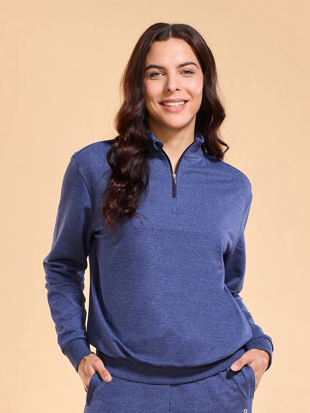Enamor Relaxed Fit Cotton Rich Fleece Sweatshirt-E904