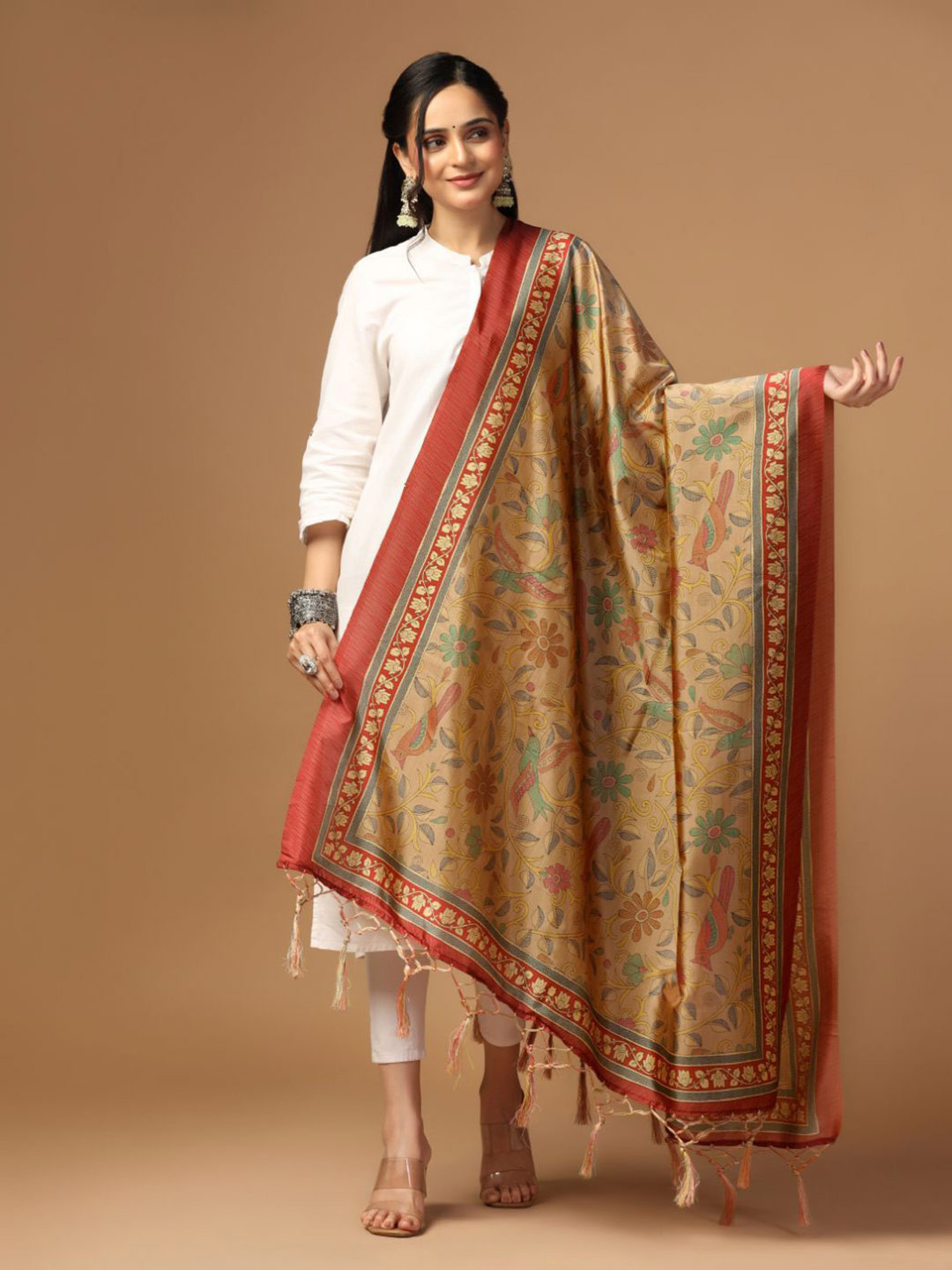 Kaizen TEXO FAB Ethnic Motifs Digital Printed Assam Silk Dupatta