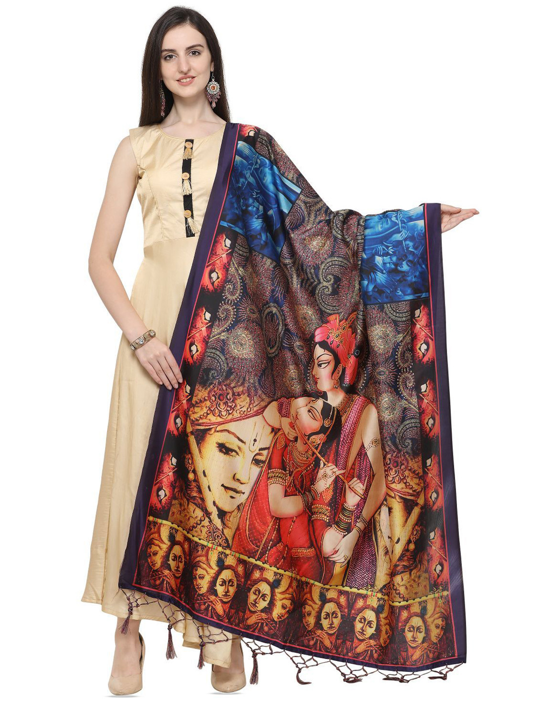 Kaizen TEXO FAB Ethnic Motifs Digital Printed Assam Silk Dupatta