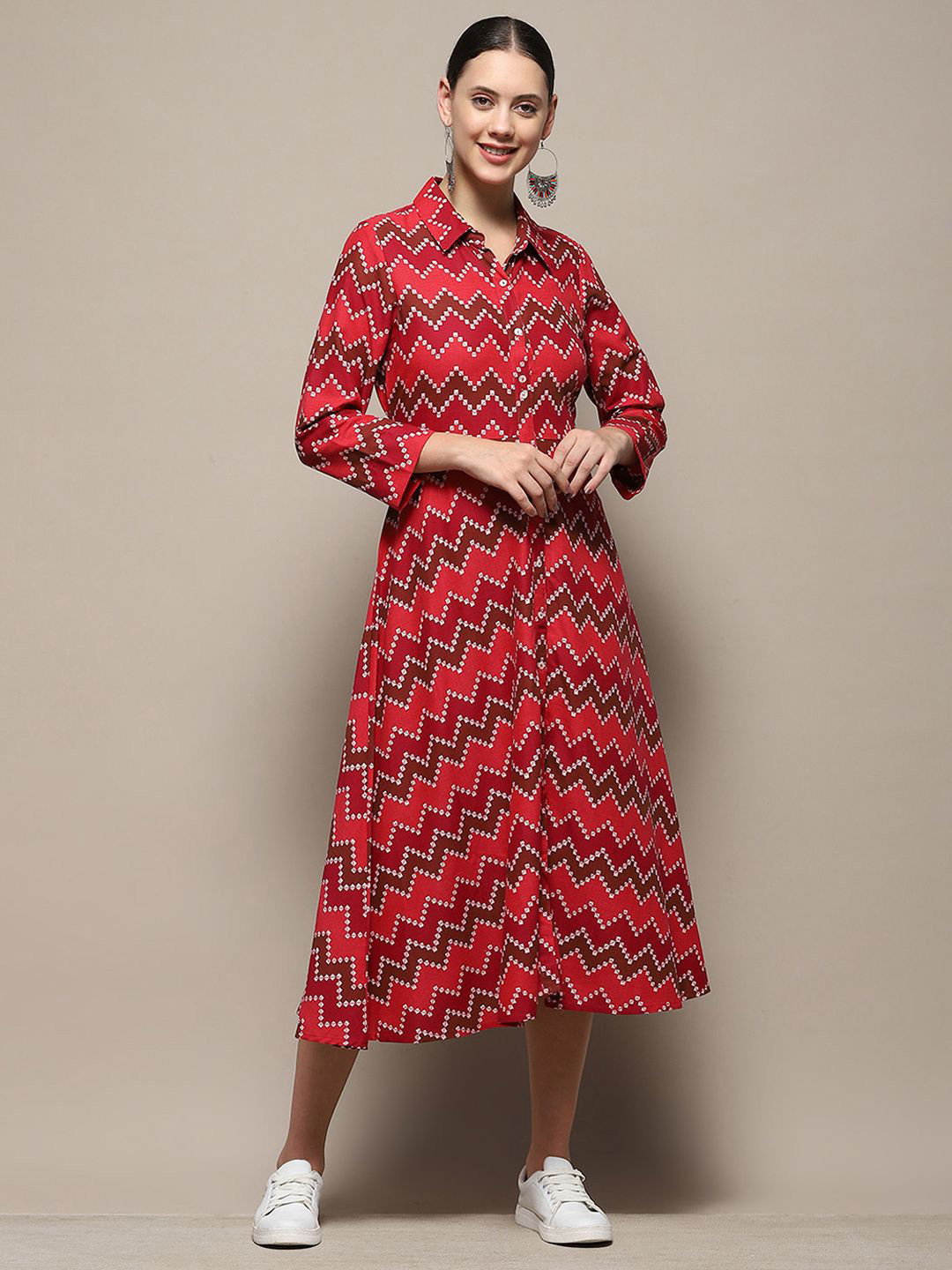 Biba Print Shirt Midi Dress