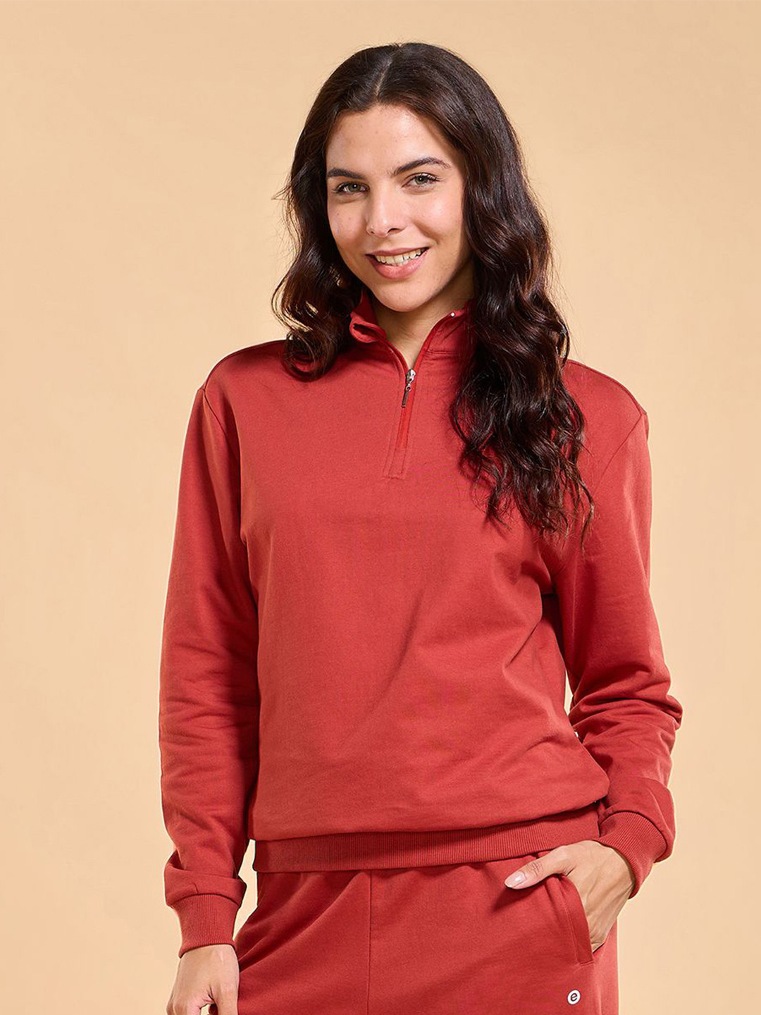 Enamor Relaxed Fit Cotton Rich Fleece Sweatshirt-E904