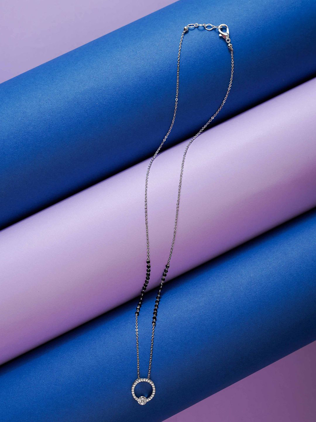 SWASHAA Silver-Plated Stainless Steel Beaded Mangalsutra