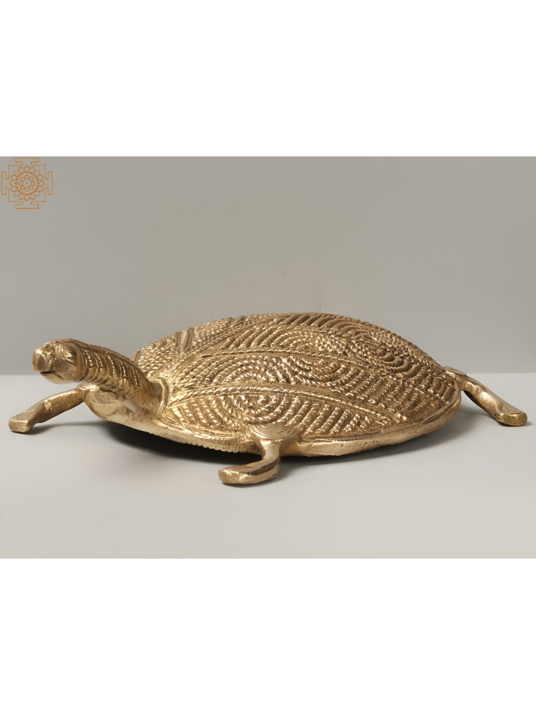 Exotic India Tortoise Gold Brass Metallic Living Room Small Showpiece - 1.2 Inches