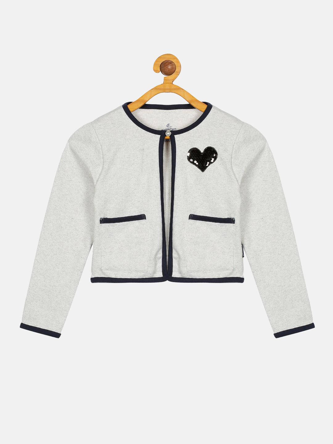 KiddoPanti Girls Long Sleeves Crop Shrug With Applique