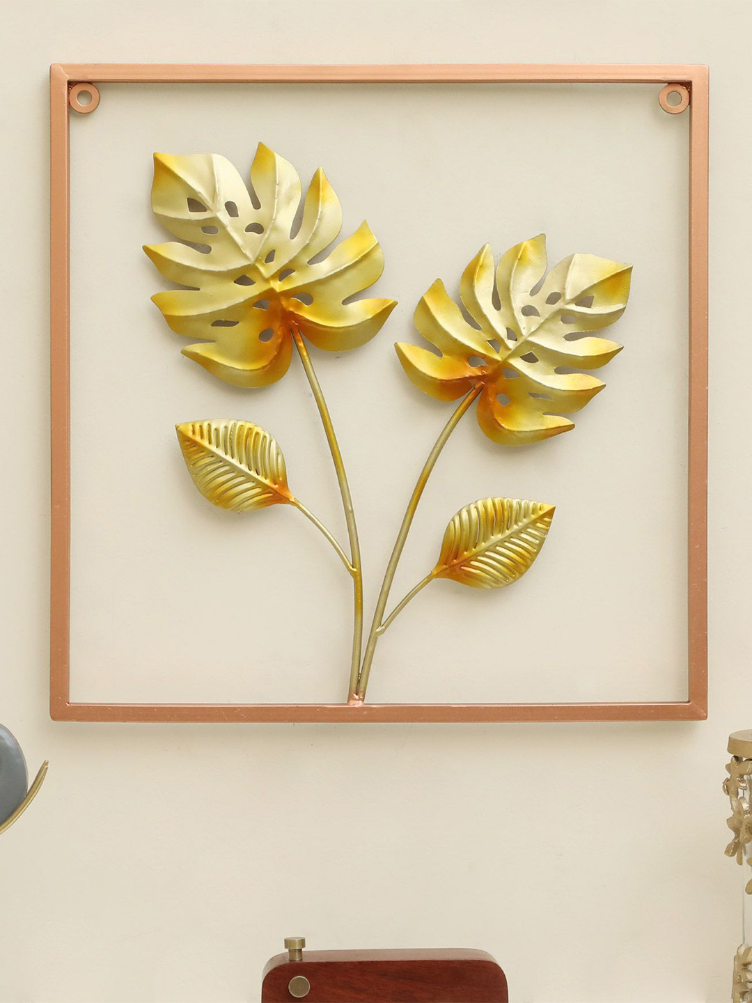 vedas Camps leaf Metal Floral Glossy Hanging Hall Wall Hangings-18.1In