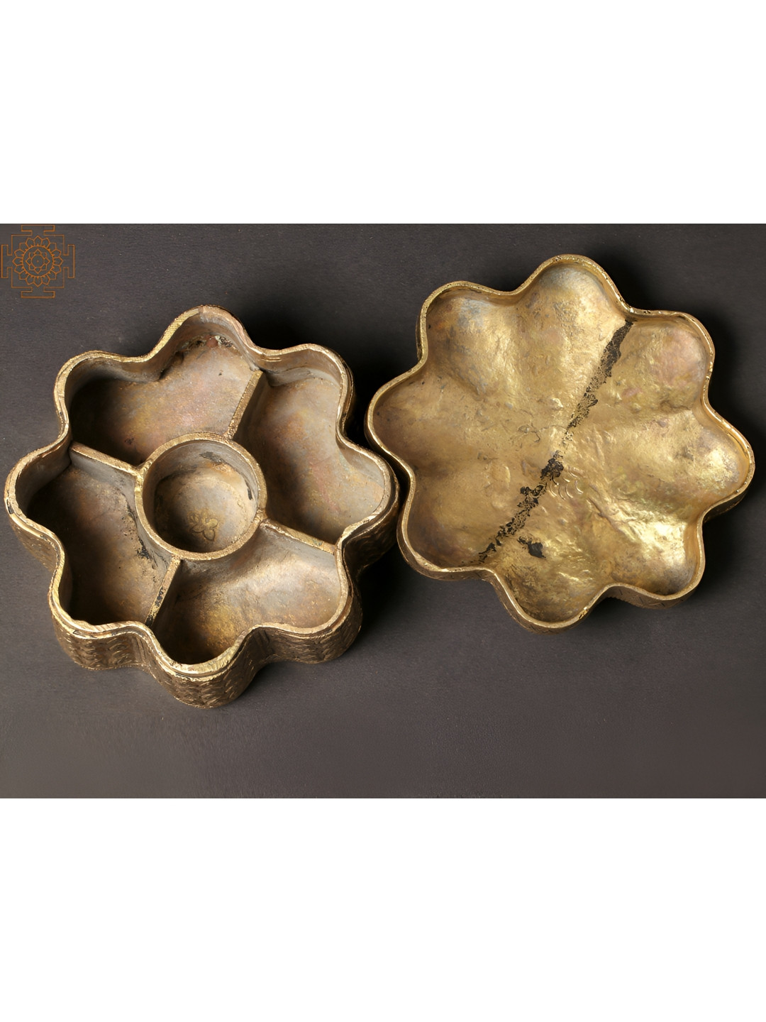 Exotic India Box Gold Brass Metallic Living Room Hand Made Tiny Showpiece - 3 Inches