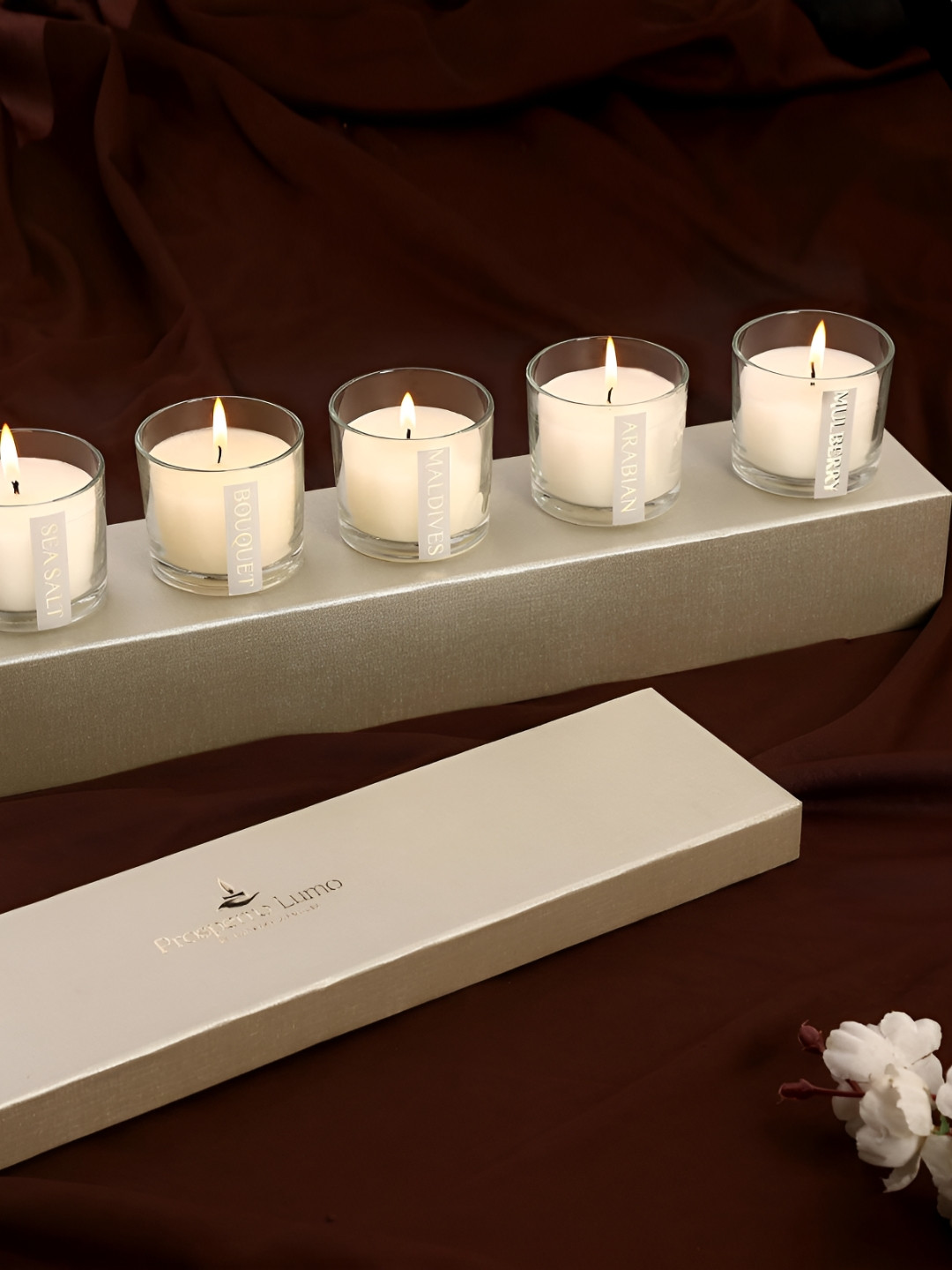 Parkash Candles Premium Soy Wax 5Pcs Mulberry , Maldives, Sea Salt , Bouquet, Arabian Jar Candles