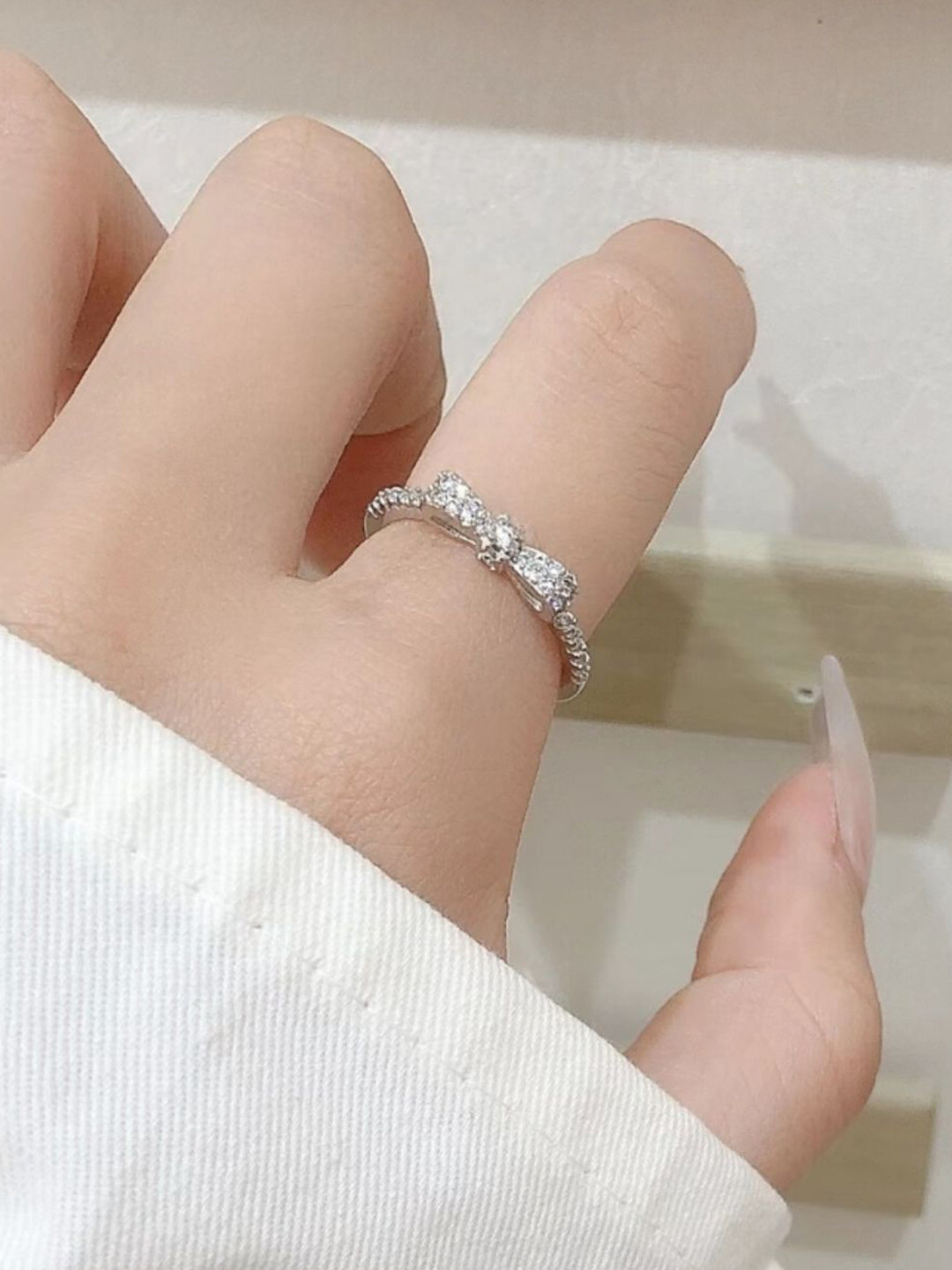 SALTY Margaret Silver Plated Stone Studded Finger Ring