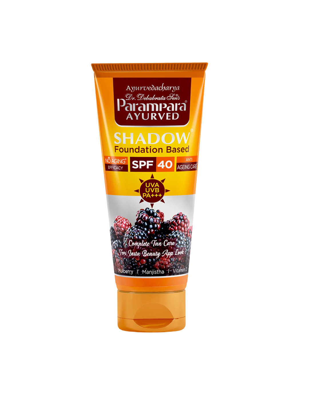 Parampara Ayurved Shadow Foundation Based SPF 40 Sunscreen Cream With Vitamin E - 60ml