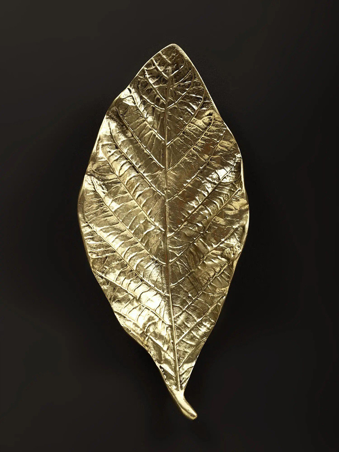 Exotic India Mango Leaf Brass Natural Elements Glossy Hanging Hall Wall Hangings-9.6In
