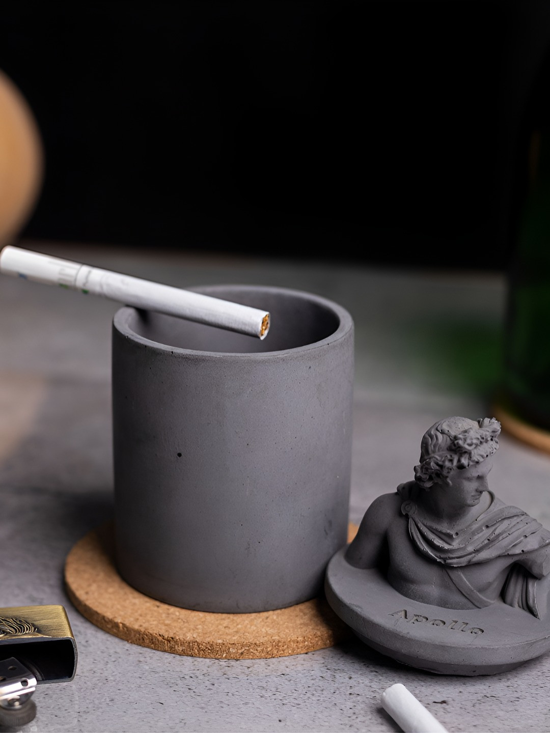 Greyt Grey Greek Home Textured Ash Tray With Lid