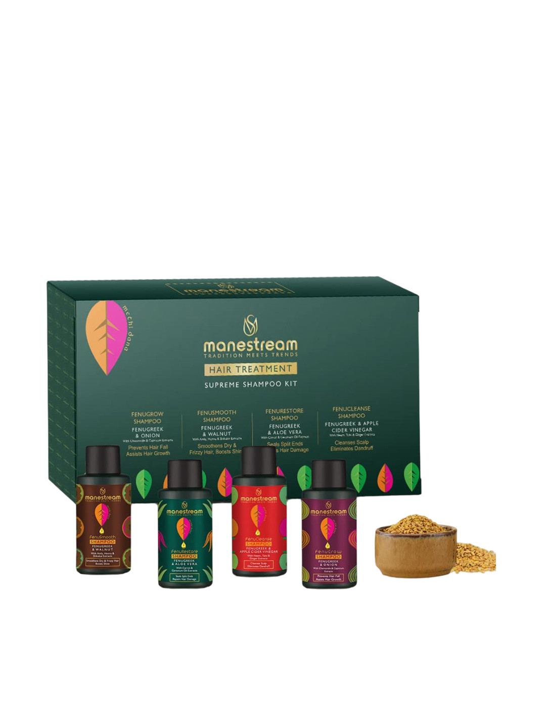 Manestream Set Of 4 Fenusmooth Fenurestore Fenucleanse Fenugrow Hair Shampoo Kit