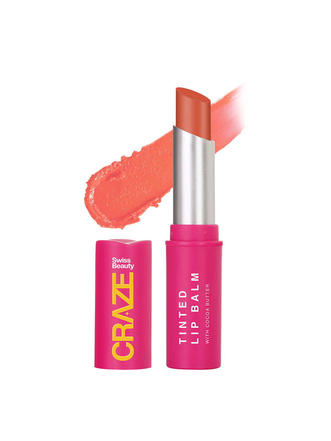 SWISS BEAUTY Craze Tinted Sheer Weightless Lip Balm With Cocoa Butter - Fresh Orange
