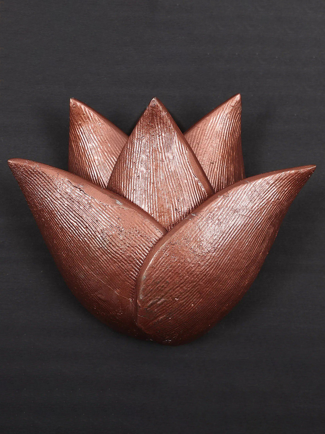 Exotic India Lotus Petal Brass Floral Glossy Hanging Hall Wall Hangings-3.8In