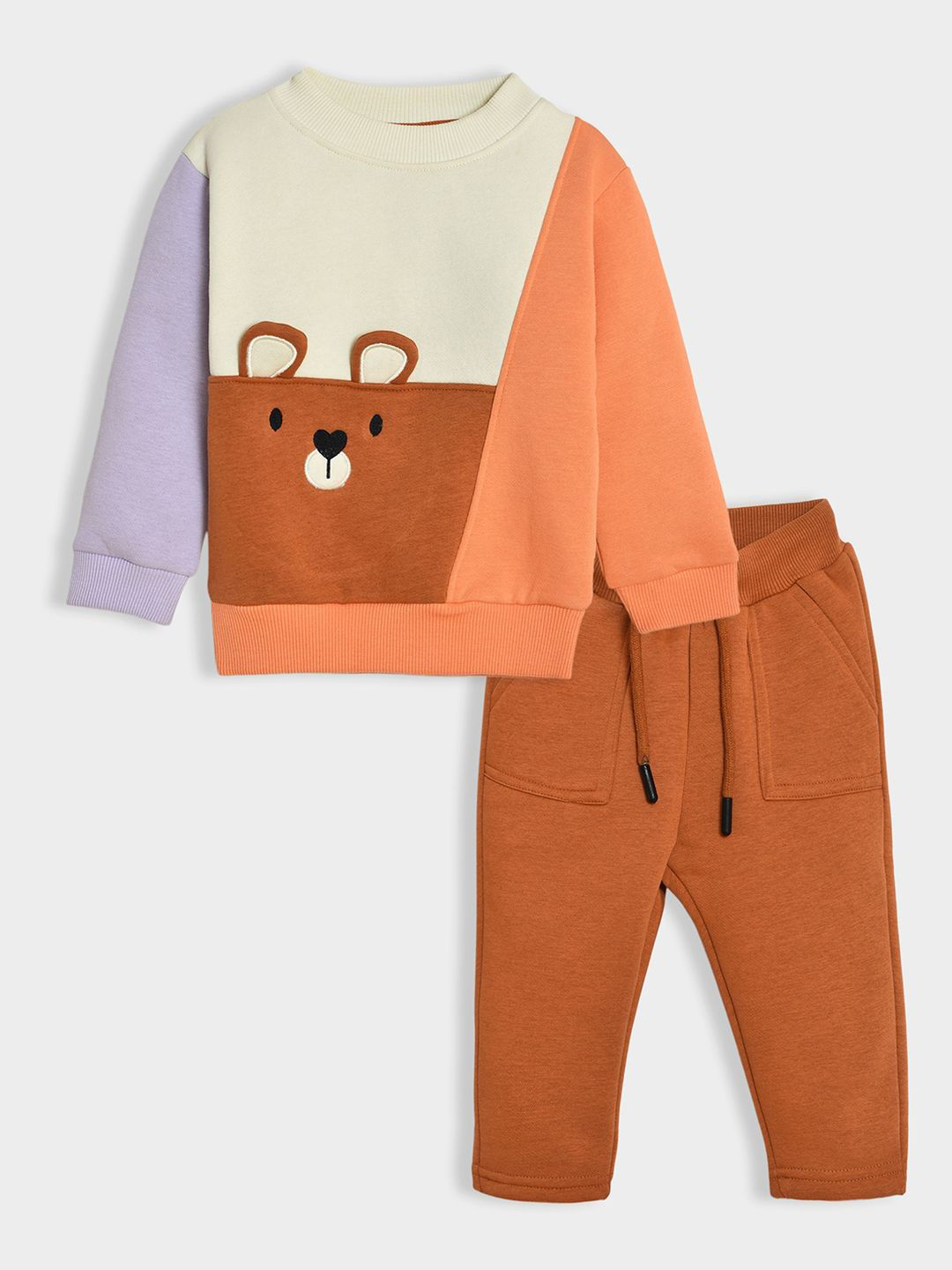 MiArcus Kids Unisex Colourblocked Round Neck Sweatshirt & Pajama Set