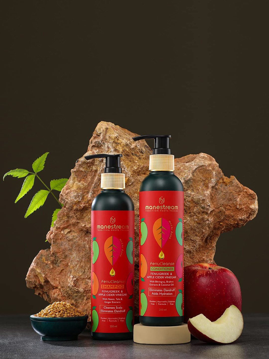 Manestream Set Of 2 Fenucleanse Ayurvedic Shampoo & Conditioner- 250ml