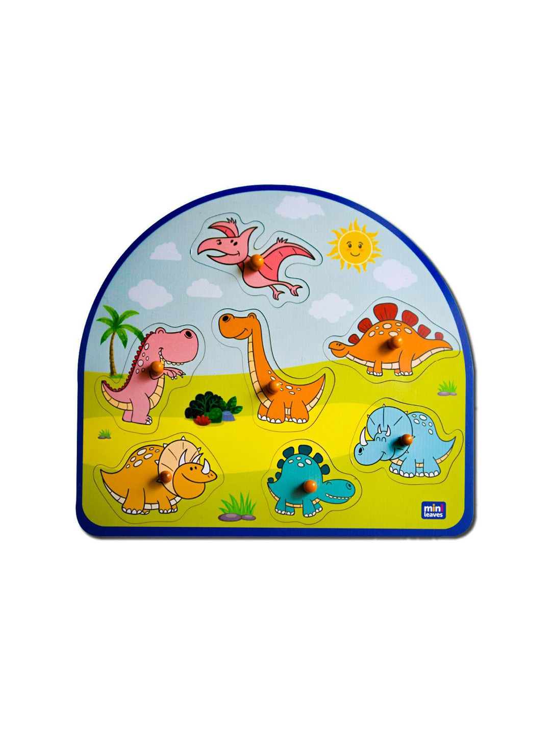 Mini Leaves Stomping Dinos Wooden Knob Puzzle