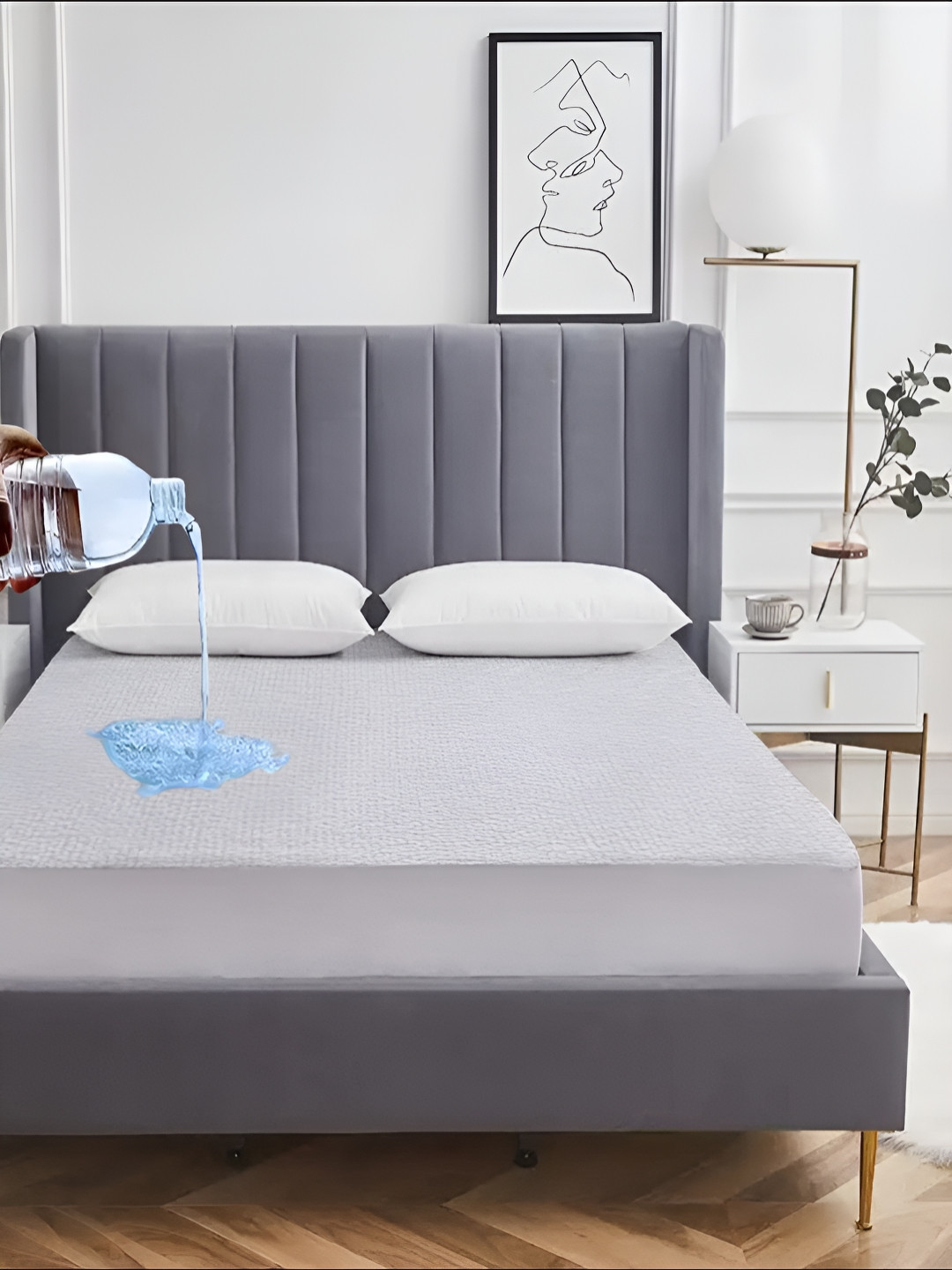 AVI White Terry Cotton Waterproof Mattress Protector