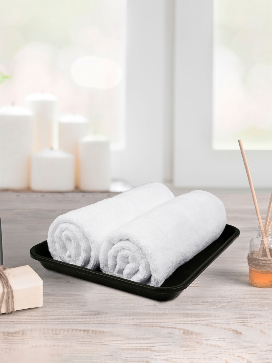 MYTRIDENT 2Pcs White Cotton Hand Towels