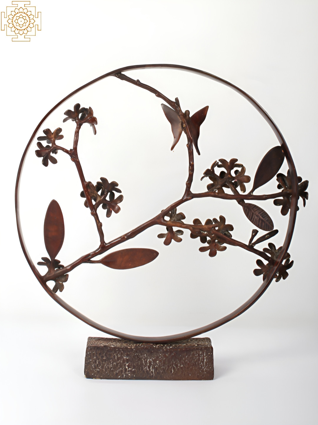 Exotic India Brown Brass Metallic Garden Large Showpiece - 16 Inches