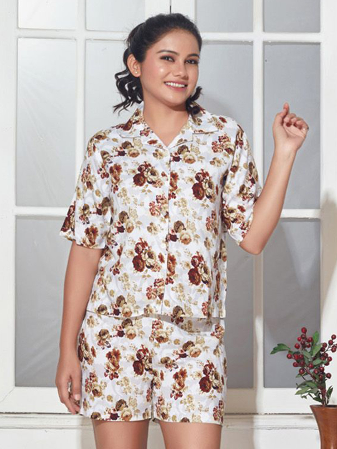 Kaftanize Manu Floral Printed Shirt With Shorts Co-Ords