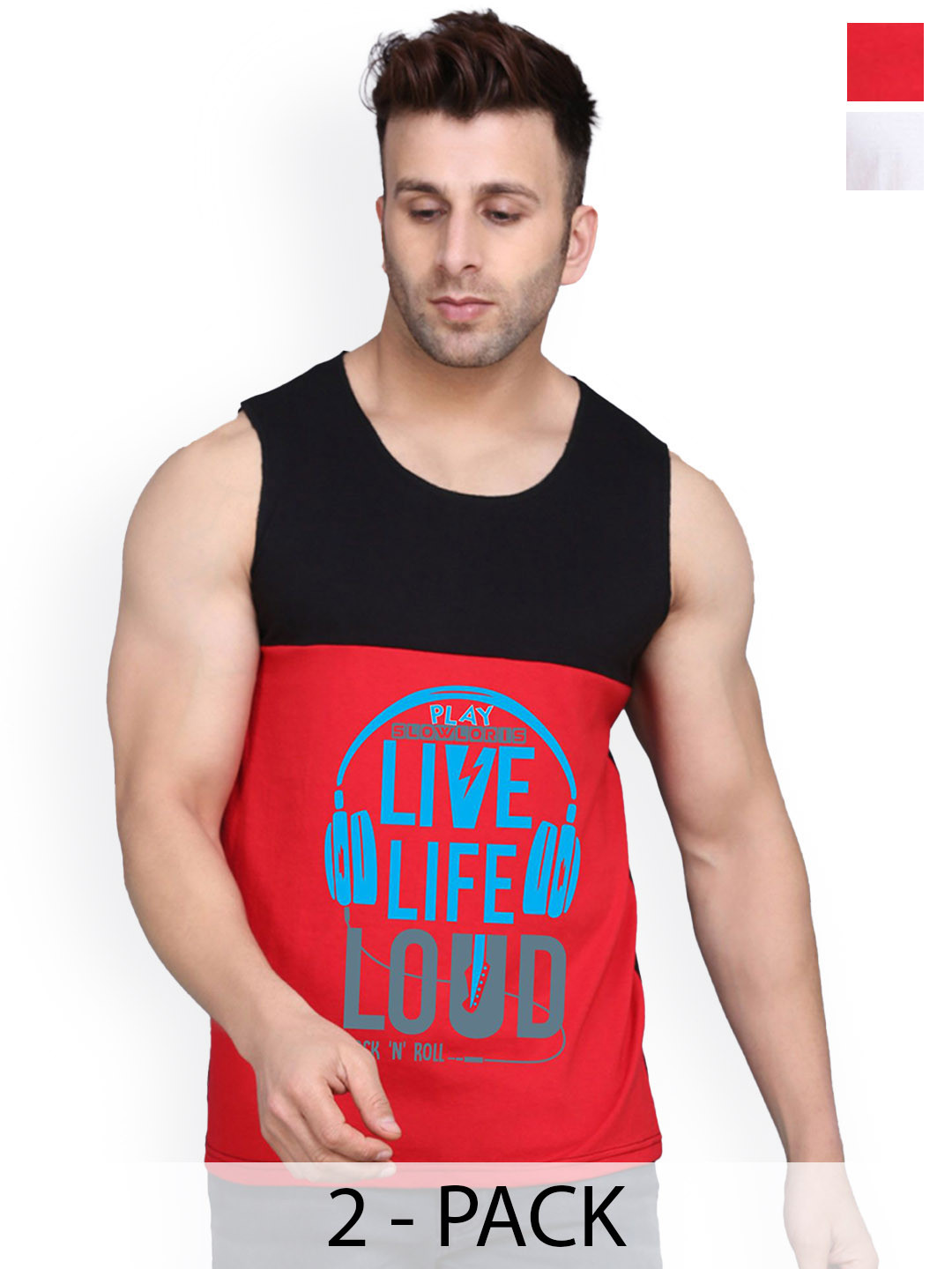 SLOWLORIS 2Pcs Round Neck Innerwear Vests