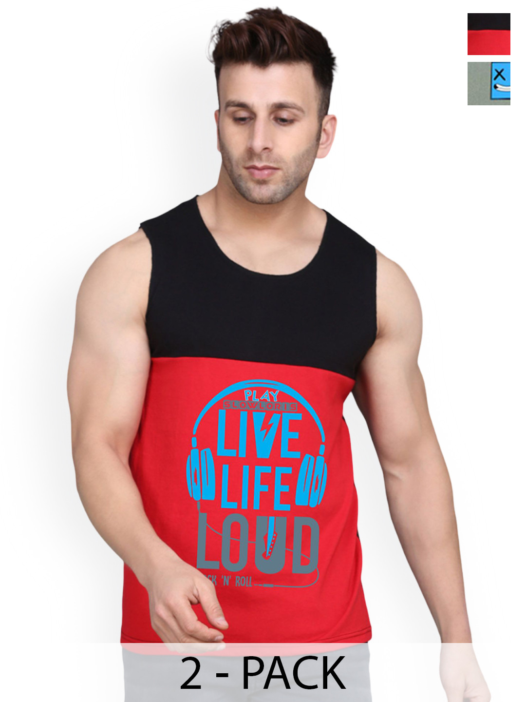 SLOWLORIS 2Pcs Round Neck Innerwear Vest