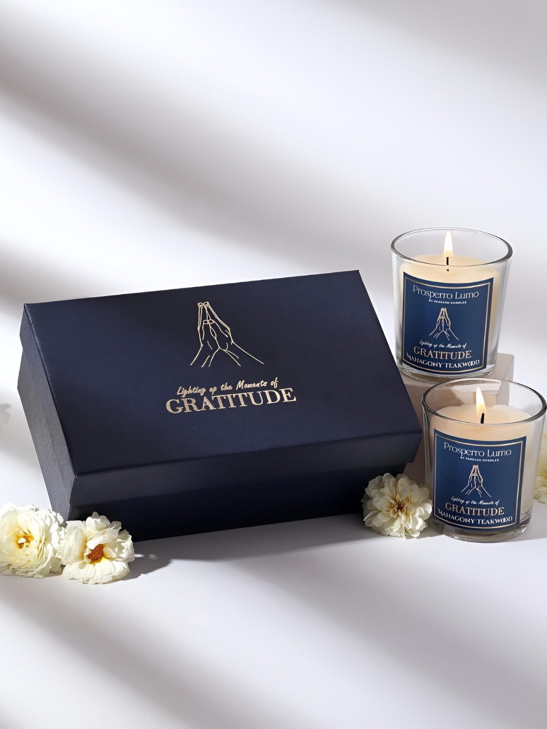 Parkash Candles Soy Wax Crystal 2Pcs Mahagony Teakwood Solid Geometric Regular Jar Candles