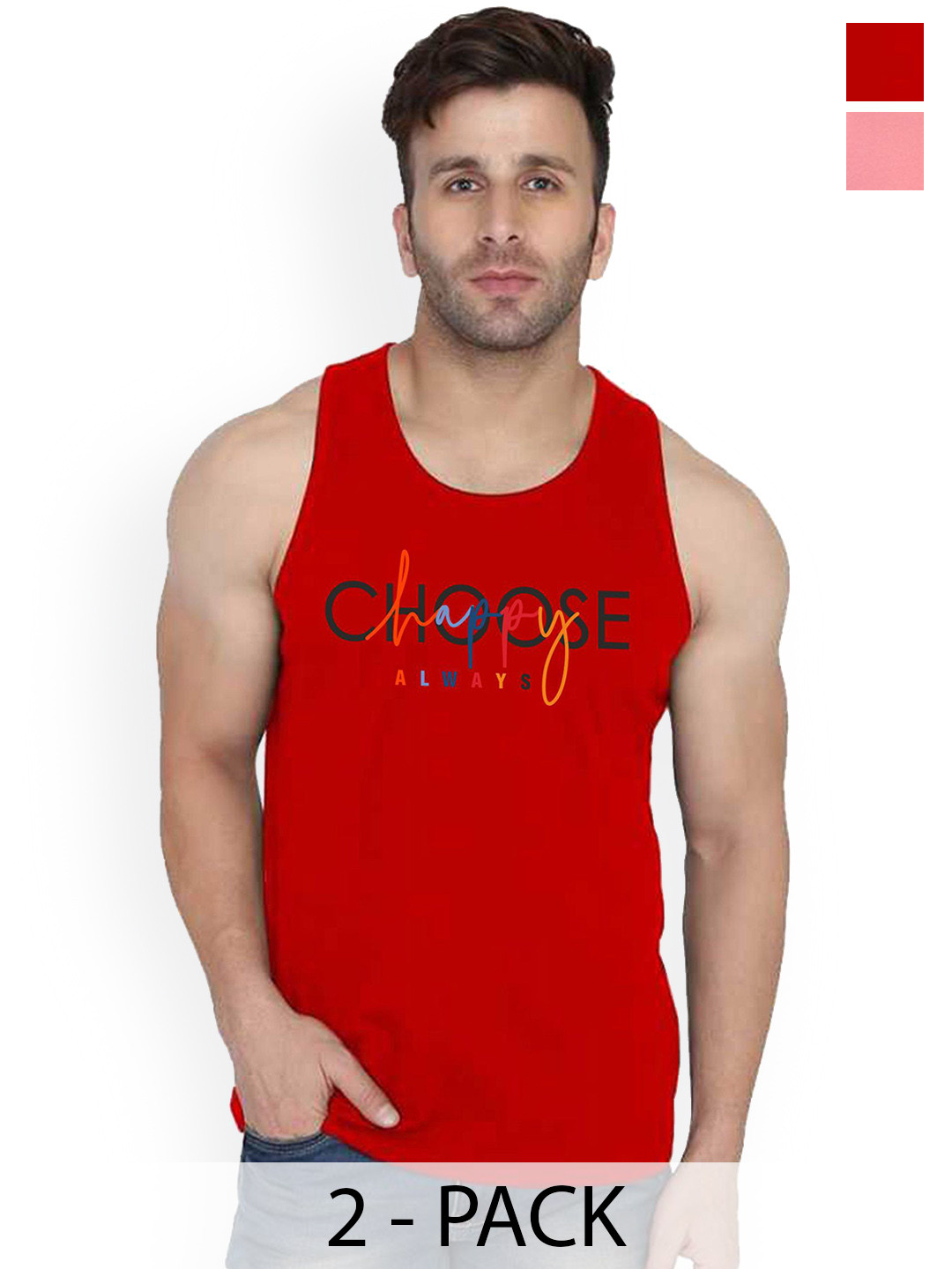 SLOWLORIS Pack Of 2 Printed Innerwear Vests