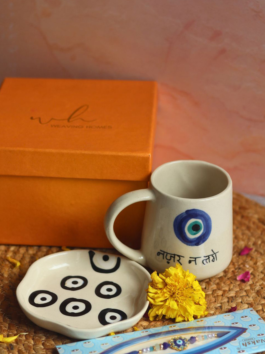 WEAVING HOMES Evil Eye Rakhi & Mug Roli Chwal