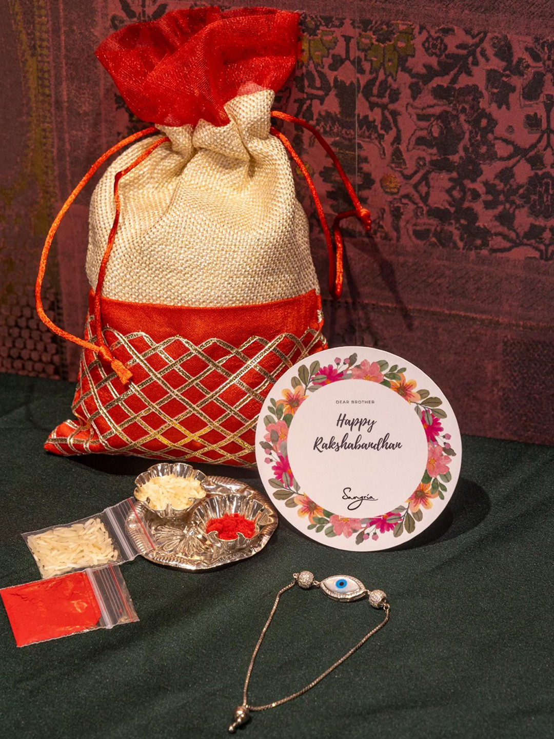 Sangria 925 Sterling Silver Rakhi Gift Set