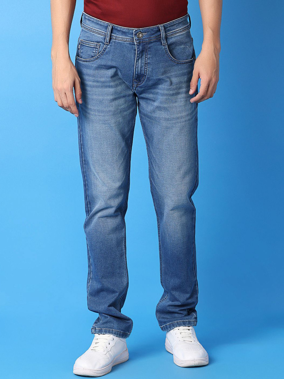 V-Mart Men Slim Fit Slash Knee Heavy Fade Jeans