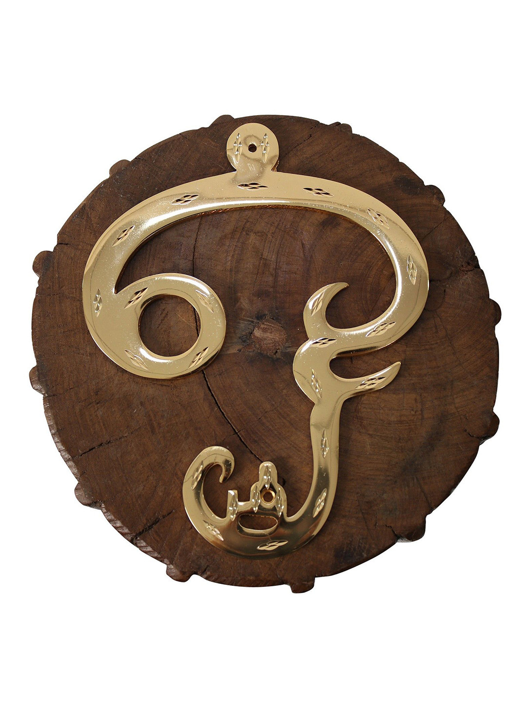 Exotic India Om Wall Hanging Brass Antique Pooja Room Spiritual Wall Decor-6.5In