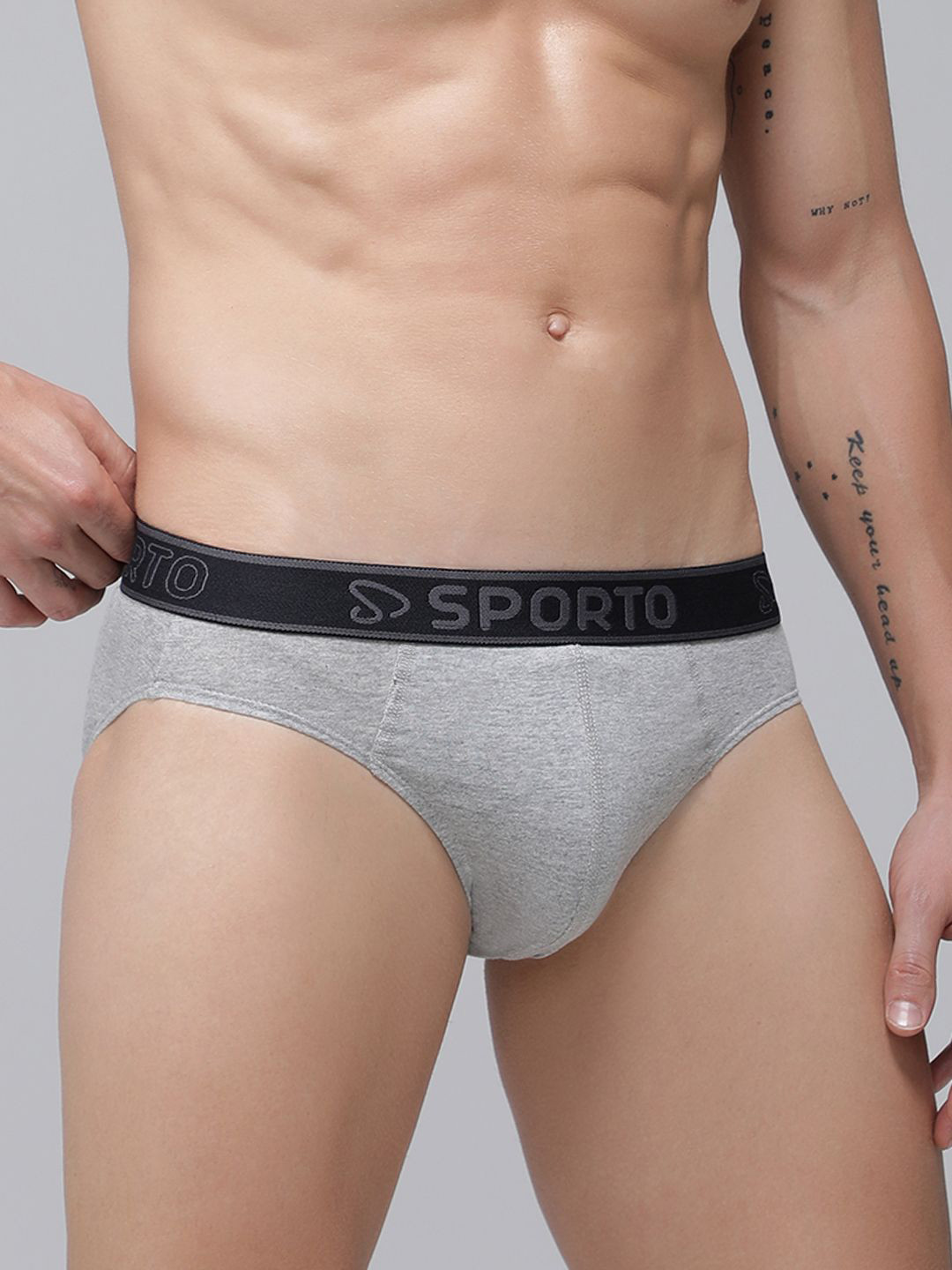 SPORTO Cotton Mid-Rise Basic Briefs SP-BRI-M1010-GM-S-1PC